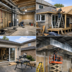 Person reviewing home renovation plans and materials